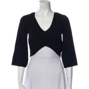 Reformation V-Neck Three-Quarter Sleeve Crop Top